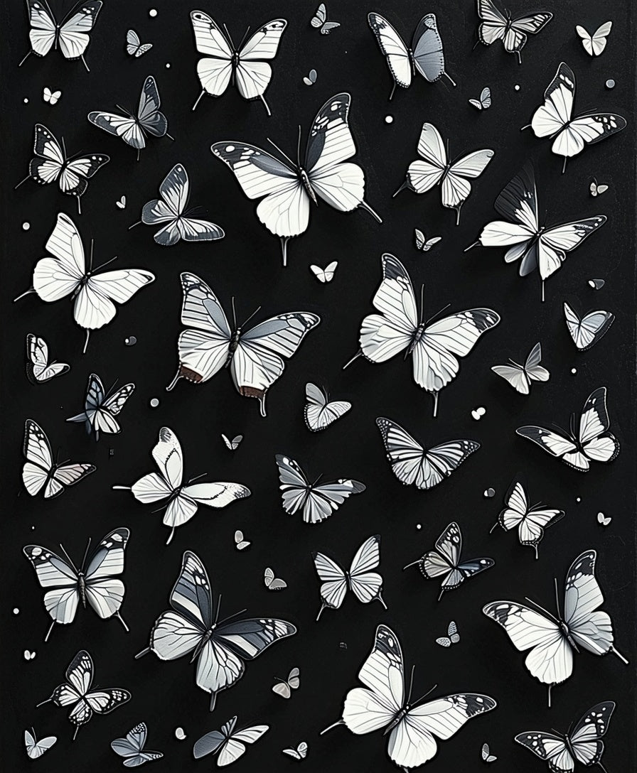 Monochromatic Butterflies Pattern Rug