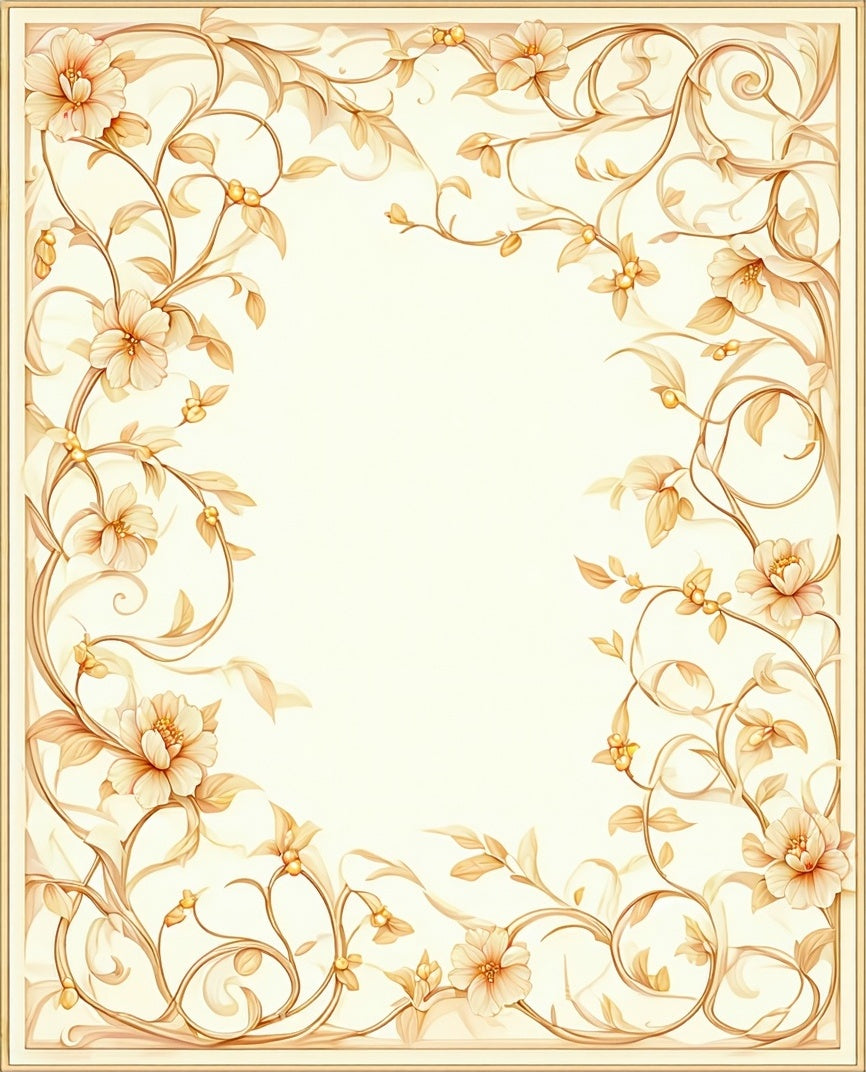 Vintage Floral Swirls Border Design Rug