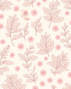 Charming Pink Blossom And Leaf Pattern Rug