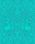 Symmetrical Teal Feathered Silhouette Design Rug