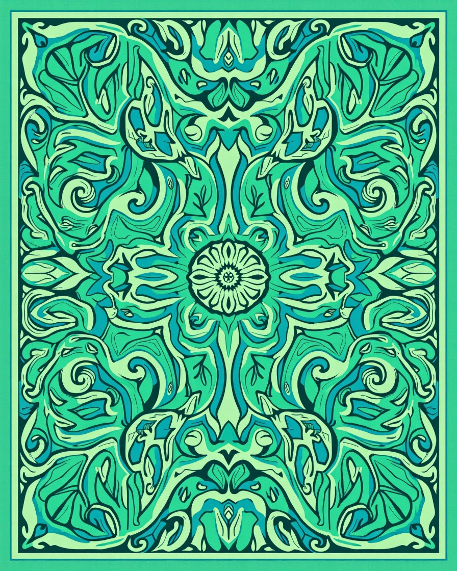 Emerald Abstract Organic Swirl Rug