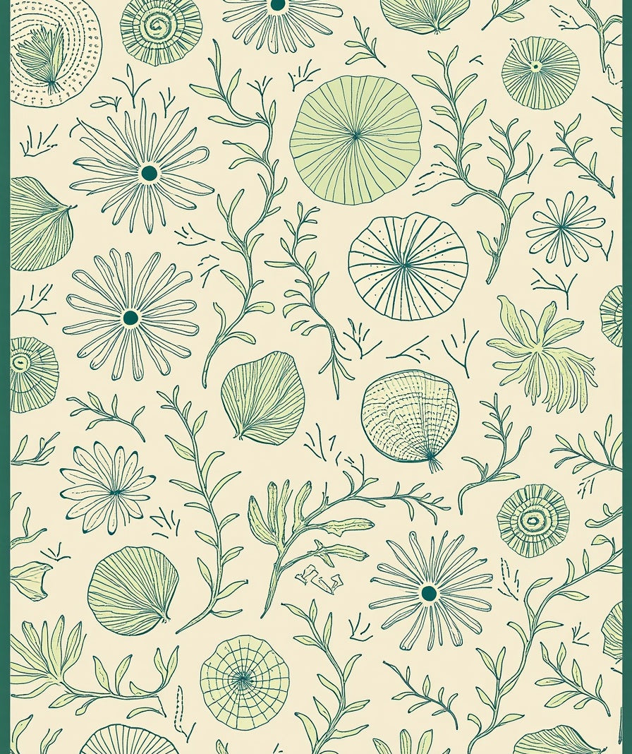 Botanical Outline Drawing Seamless Pattern Rug