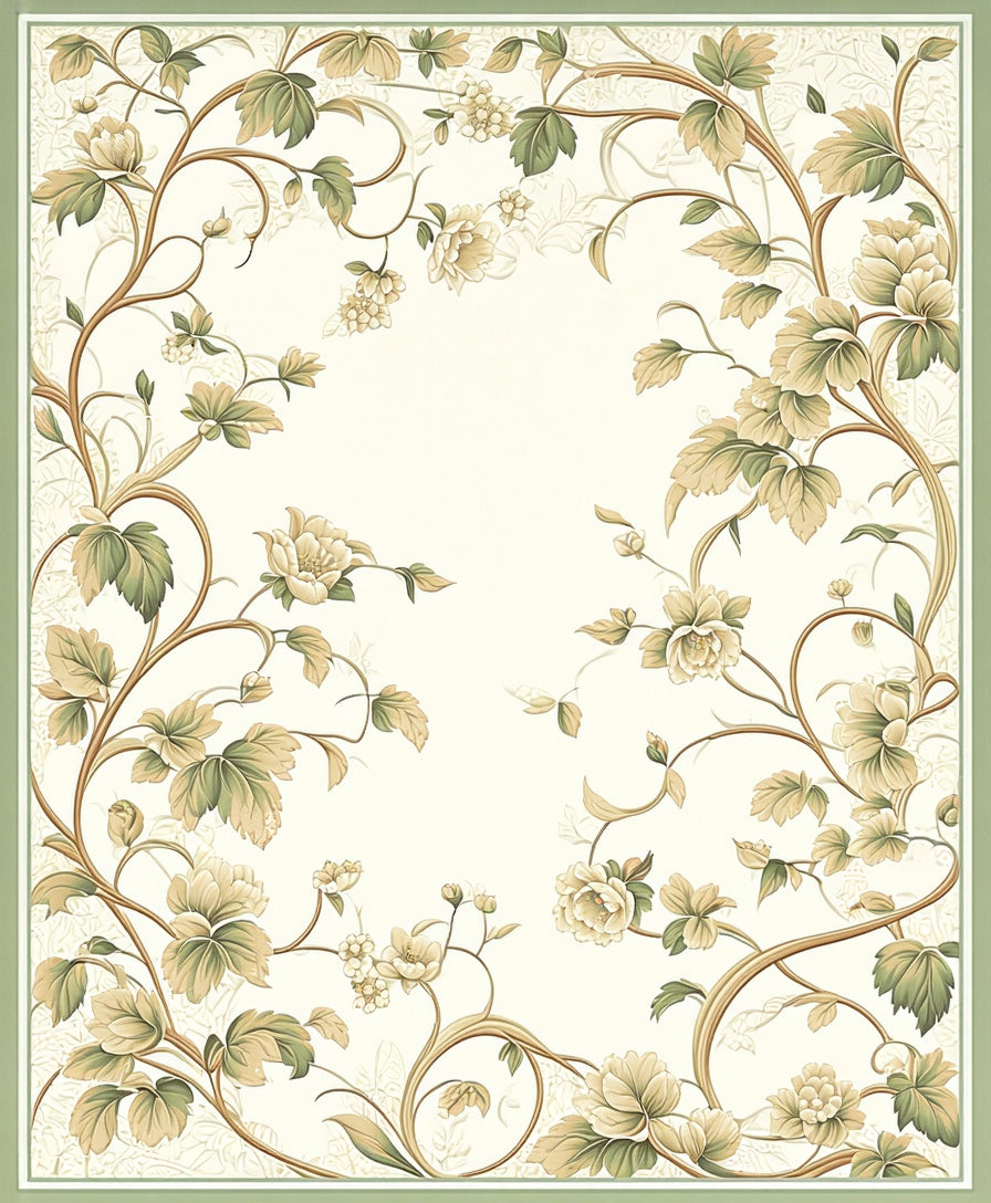 Vintage Floral Vines Pattern Design Rug