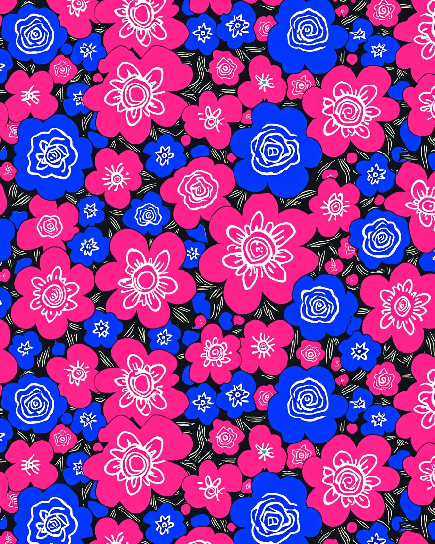 Bright Floral Pattern Vivid Design Rug