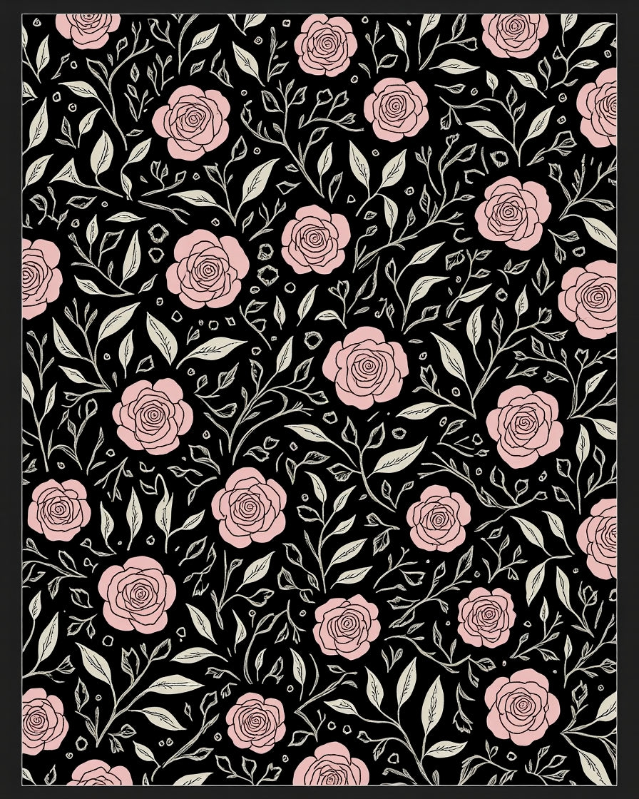 Pink Roses Floral Pattern Design Rug