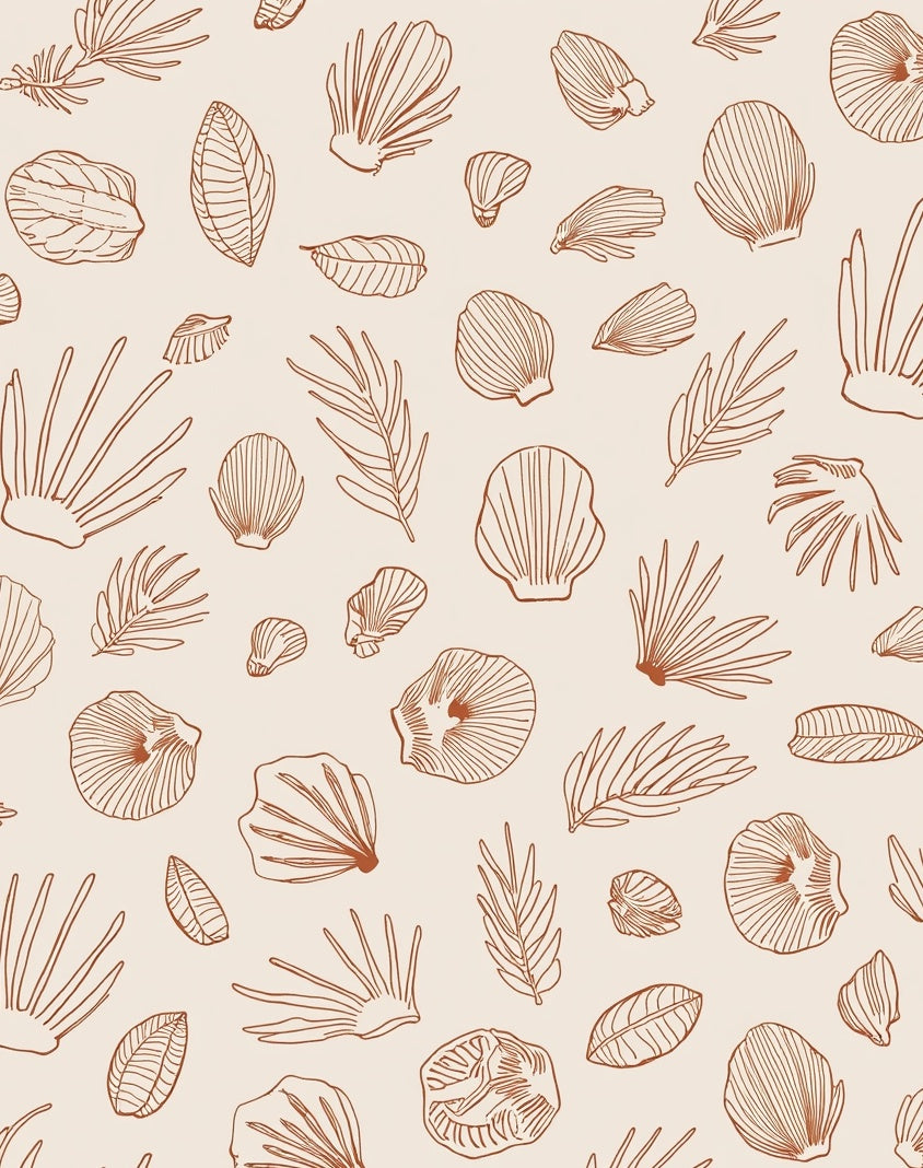 Seashell Leaf Botanical Line Art Rug