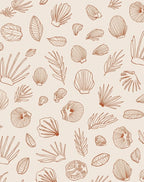 Seashell Leaf Botanical Line Art Rug