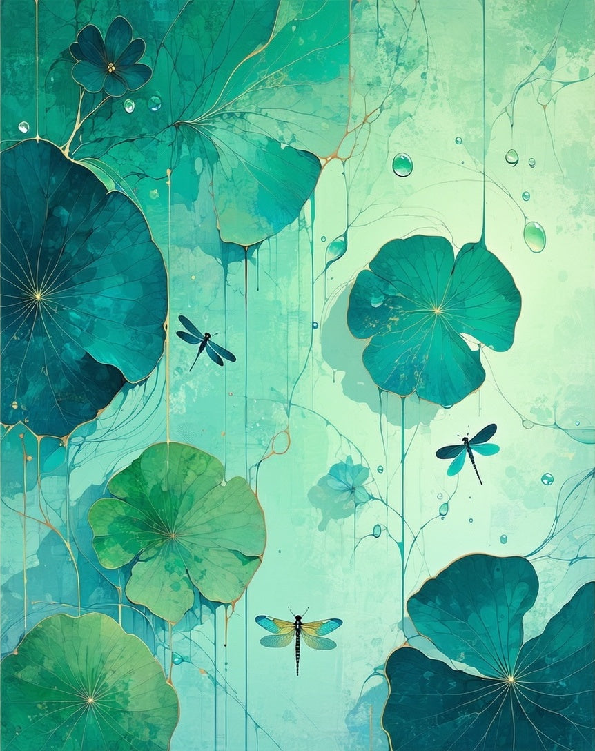 Emerald Dragonfly Aquatic Nature Rug