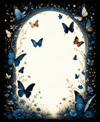 Enchanting Blue Butterfly Floral Garden Rug