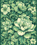 Elegant Floral Art Nouveau Green Rug