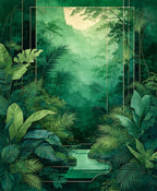 Lush Emerald Jungle Tropical Design Rug