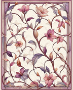 Vibrant Floral Vine Scrollwork Pattern Rug