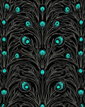 Art Nouveau Teal Peacock Feather Pattern Rug