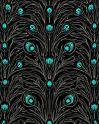 Art Nouveau Teal Peacock Feather Pattern Rug
