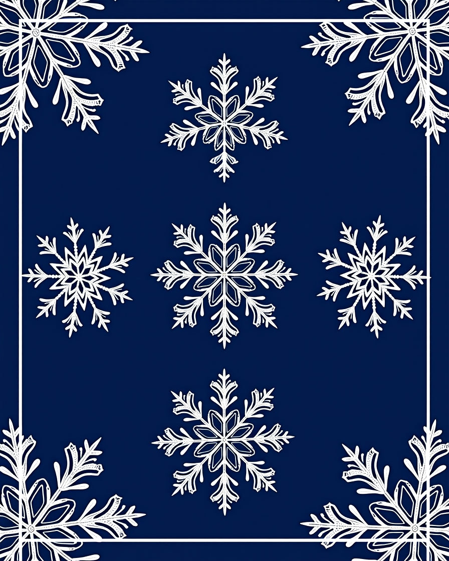 Deep Blue Snowflake Collection Rug