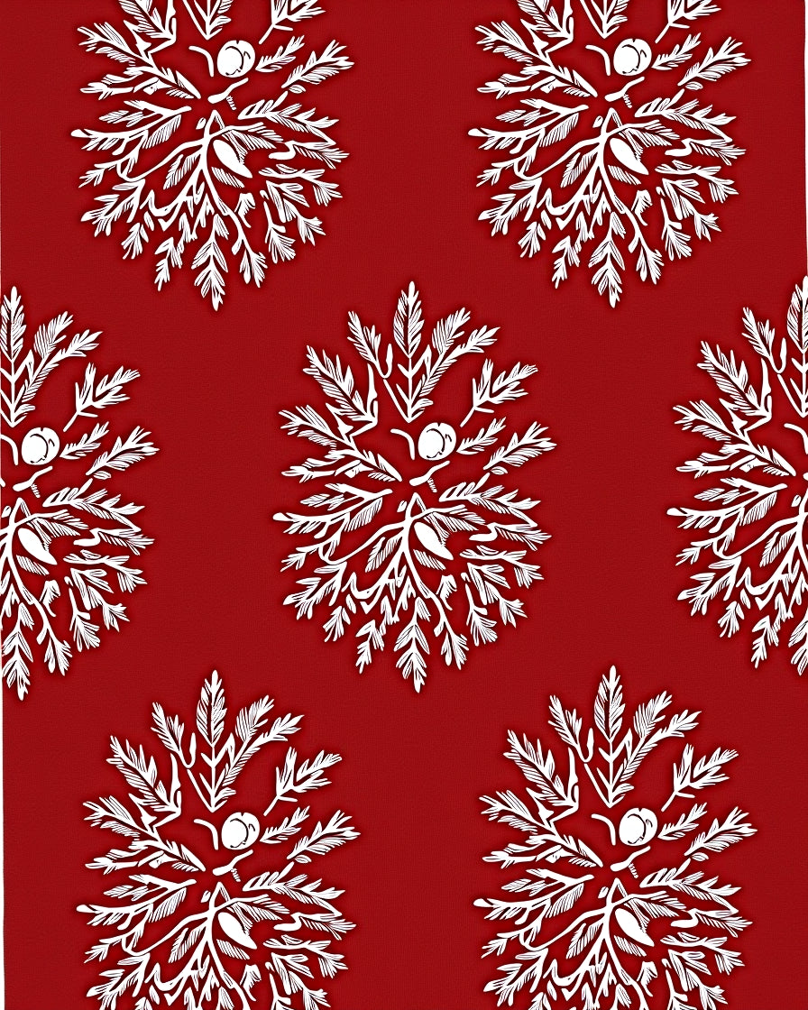 Crimson White Floral Botanical Medallion Rug