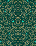 Ornate Floral Scrollwork Emerald Rug