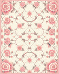 Pink Floral Pattern With Swirling Vines Rug