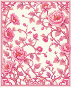 Pink Floral Vine Pattern Rug