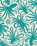 Teal Octopus Whimsical Pattern Rug