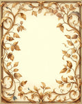 Ornate Gold Leaf Vine Pattern Rug
