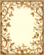 Ornate Gold Leaf Vine Pattern Rug