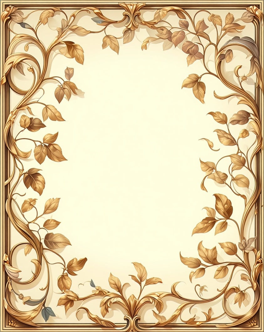 Ornate Gold Leaf Vine Pattern Rug