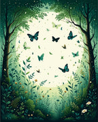 Vibrant Forest Butterfly Scene Rug