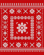 Crimson White Nordic Snowflake Medallions Rug