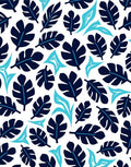 Deep Blue Tropical Leaf Pattern Rug