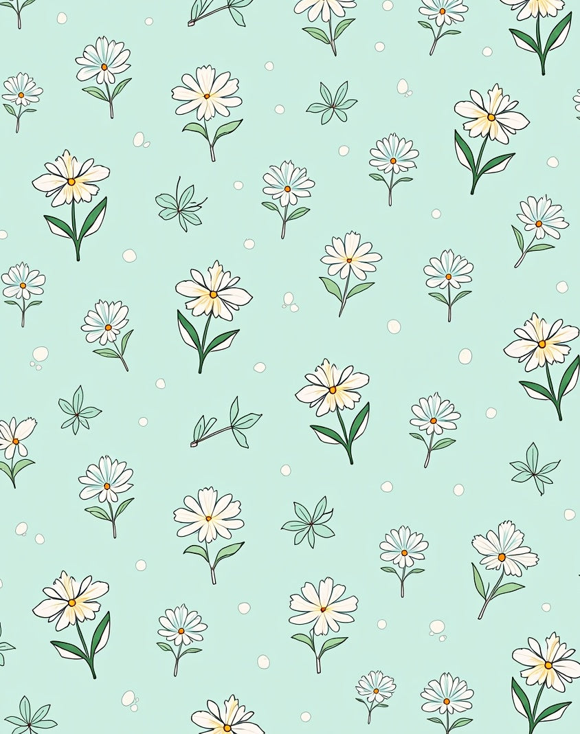 Daisies Pattern With Light Blue Background Rug