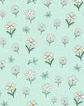 Daisies Pattern With Light Blue Background Rug