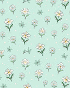 Daisies Pattern With Light Blue Background Rug