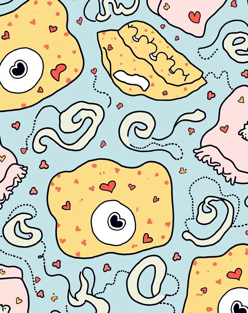 Whimsical Amoeba Hearts Playful Pattern Rug