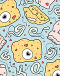 Whimsical Amoeba Hearts Playful Pattern Rug