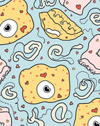Whimsical Amoeba Hearts Playful Pattern Rug