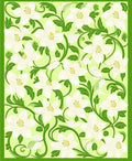 White Floral Green Vine Pattern Rug