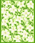 White Floral Green Vine Pattern Rug