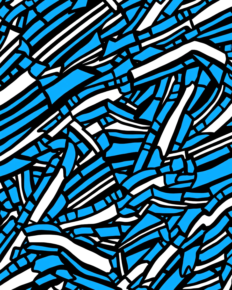 Vibrant Blue White Abstract Stripe Rug