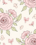 Pink Floral Butterflies Blossoms Print Rug