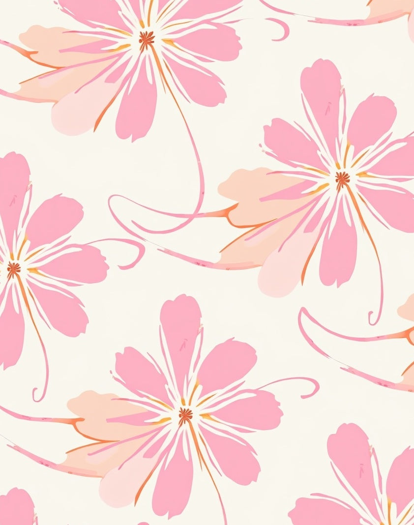 Delicate Pink Floral Swirl Pattern Rug