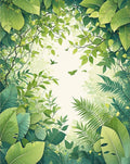 Lush Greenery Tropical Forest Canopy Rug