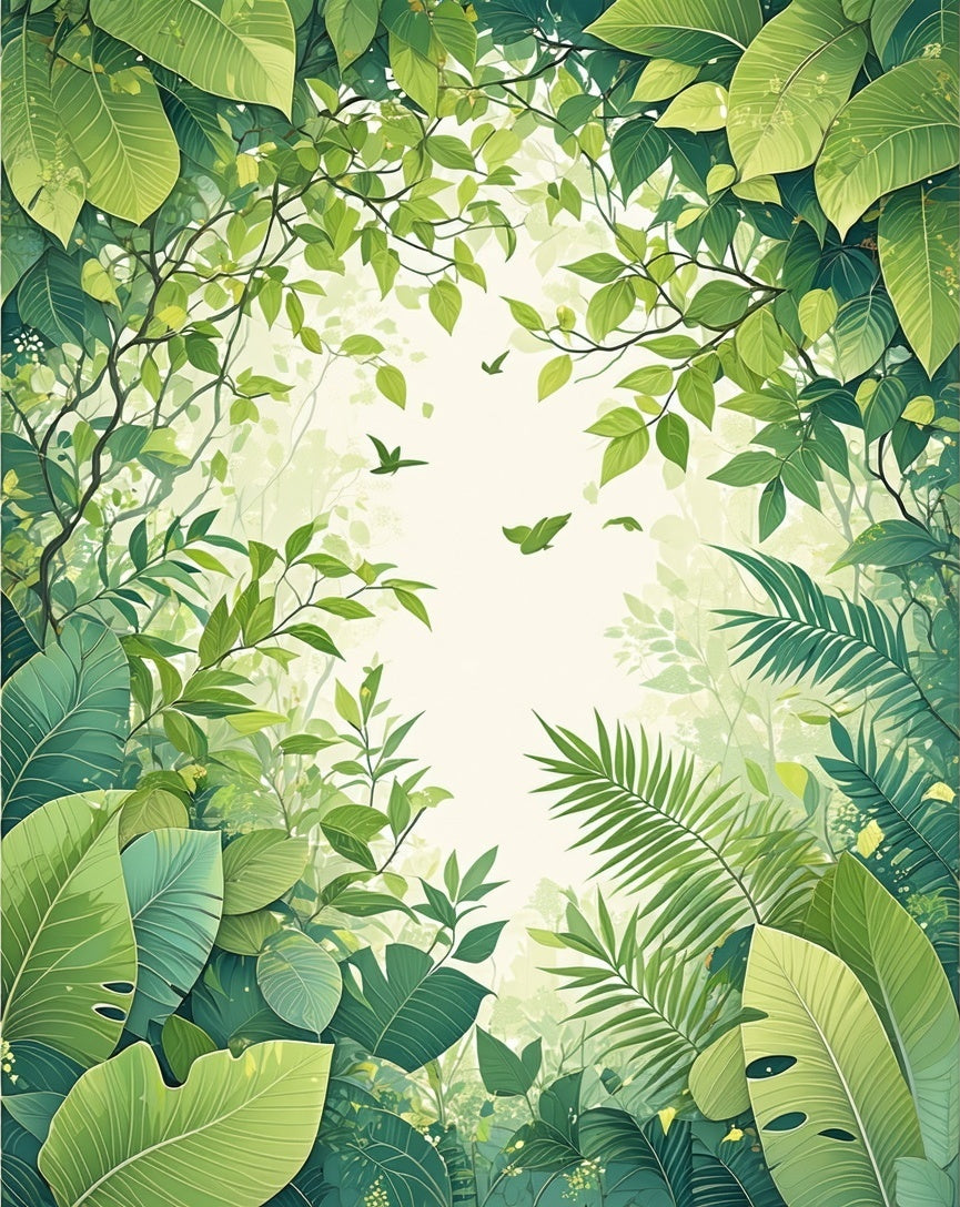 Lush Greenery Tropical Forest Canopy Rug