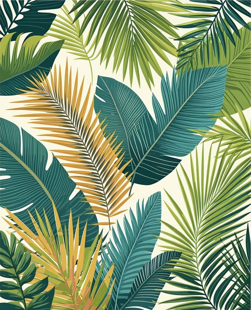 Tropical Leaf Pattern Rug