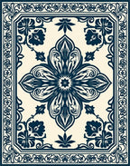 Ornate Floral Medallion Pattern Rug