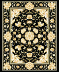 Elegant Black Gold Floral Pattern Rug