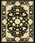 Elegant Black Gold Floral Pattern Rug