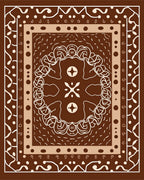 Brown White Intricate Mandala Design Rug