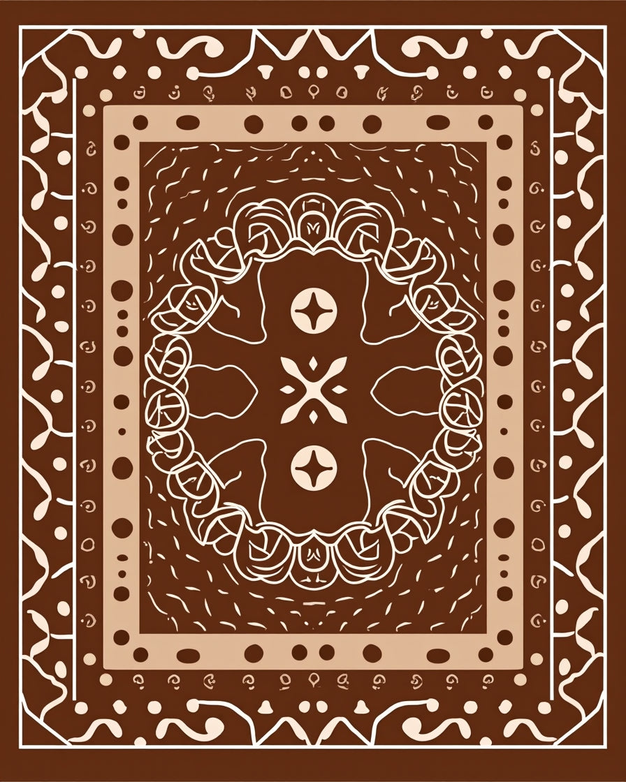 Brown White Intricate Mandala Design Rug