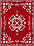 Crimson Medallion Botanical Border Rug